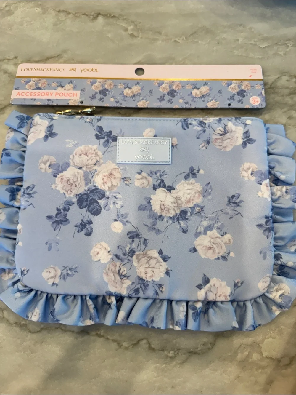 Love shack fancy Light Blue Floral Kids Accessory Pouch & Pen Set